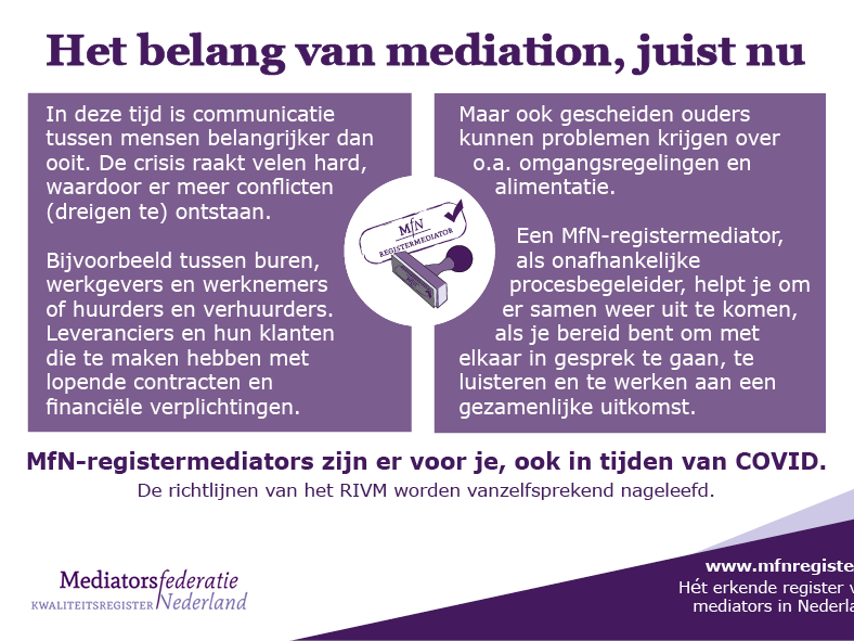 Belang van mediaton in tijden van COVID