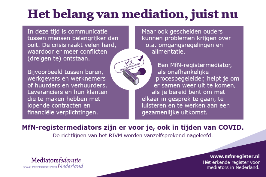 Belang van mediaton in tijden van COVID